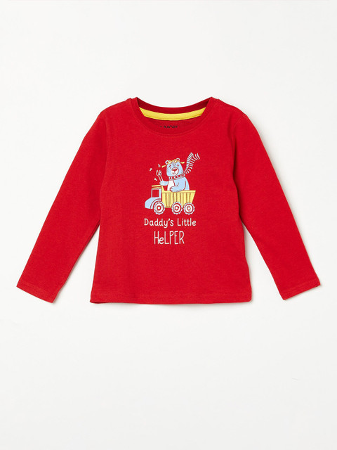 

Juniors by Lifestyle Boys Red Typography Printed Cotton T-shirt