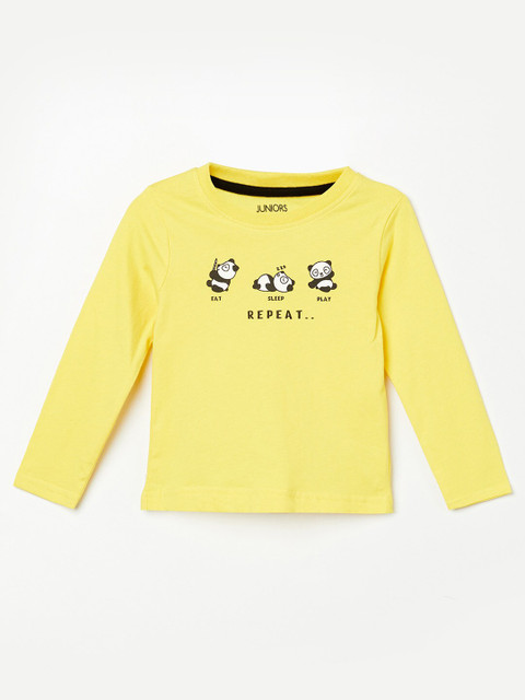 

Juniors by Lifestyle Boys Yellow & Black Typography Printed T-shirt