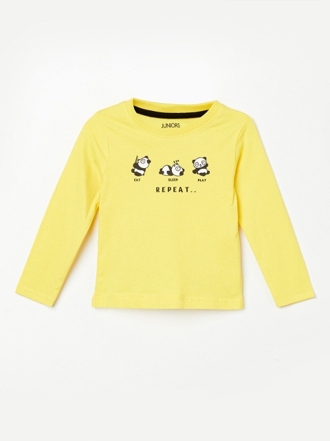 

Juniors by Lifestyle Boys Yellow Printed Cotton T-shirt
