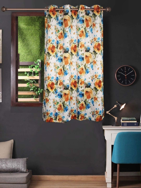 

Lushomes White & Yellow Floral Window Curtain