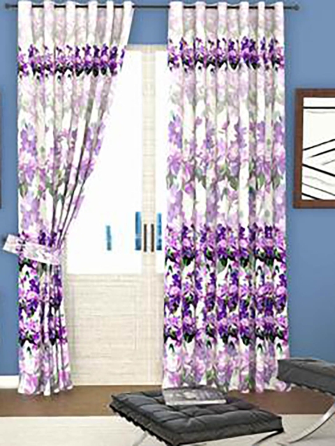 

Lushomes Violet & Green Floral Door Curtain