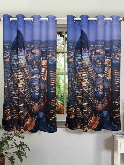 

Lushomes Blue & Brown Window Curtain