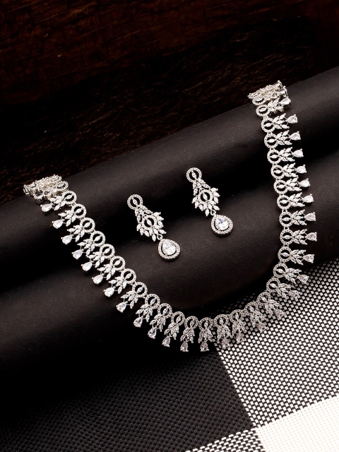 

Studio Voylla Silver-Toned Brass Rhodium-Plated Antique Necklace