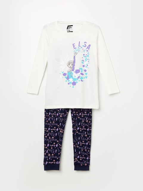 

Fame Forever by Lifestyle Girls Navy Blue & White Elsa Print Night suit