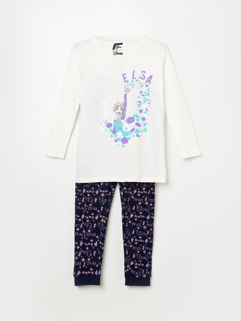 

Fame Forever by Lifestyle Girls Navy Blue & White Elsa Print Night suit