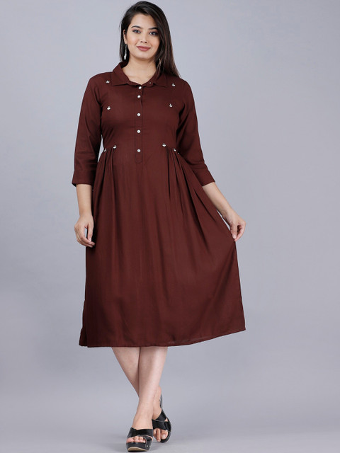 

PNEHA Women Brown Thread Work Kurta