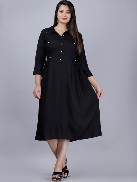 

PNEHA Women Black Ethnic Motifs Embroidered Thread Work Kurta