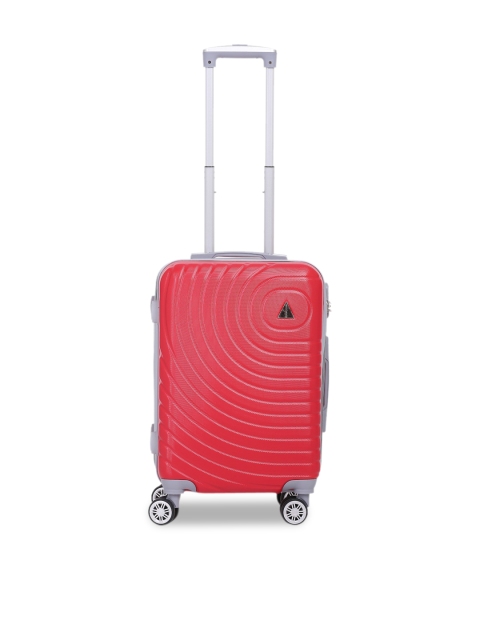 

Teakwood Leathers Red & Grey Textured Hard Sided Cabin Trolley Suitcase