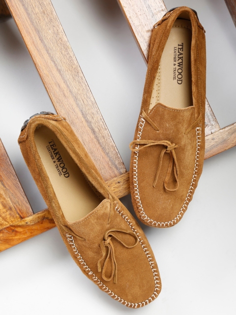 

Teakwood Leathers Men Tan Brown Leather Driving Shoes