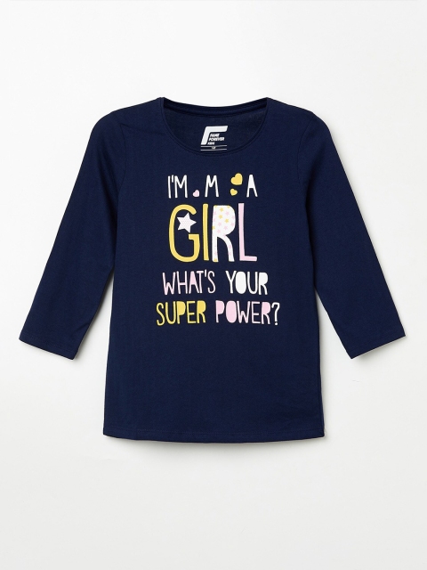 

Fame Forever by Lifestyle Girls Navy Blue Pure Cotton Regular Top