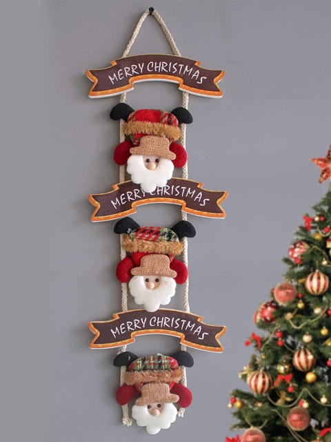 

TIED RIBBONS Christmas Santa Wall Dcor Door Hanging, Multi