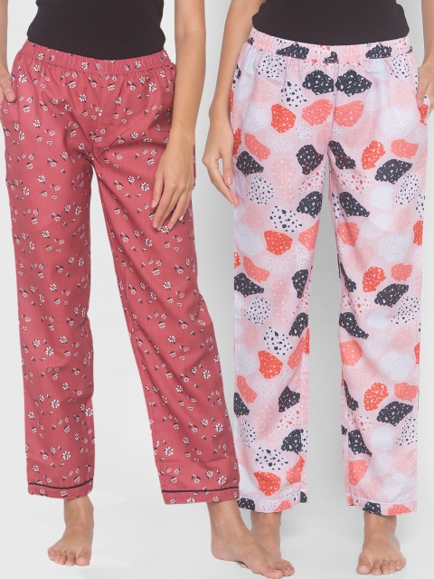 

FashionRack Pack of 2 Brown & Pink Printed Lounge Pants