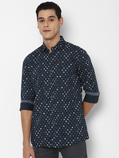 

Allen Solly Sport Men Navy Blue & White Opaque Printed Pure Cotton Casual Shirt
