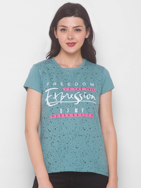

ZOLA Women Teal Applique T-shirt