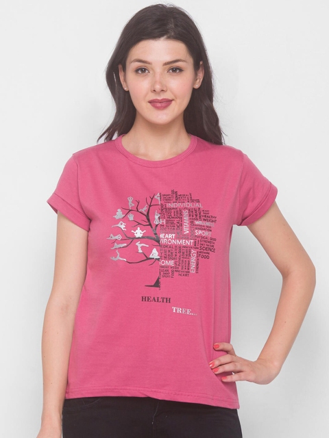 

ZOLA Women Pink Printed Applique T-shirt