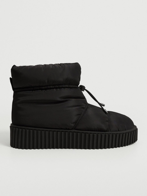

MANGO Women Black Solid Mid Top Uggs