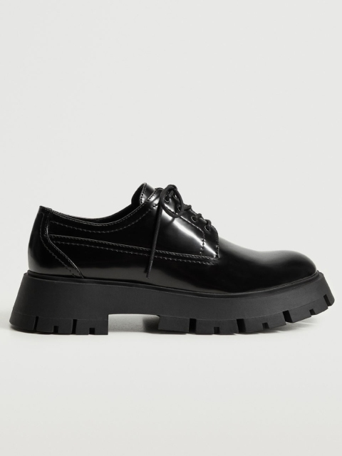 

MANGO Women Black Solid Derbys