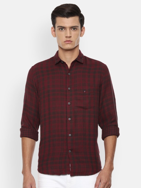 

Louis Philippe Sport Men Maroon Tartan Checks Opaque Checked Casual Shirt