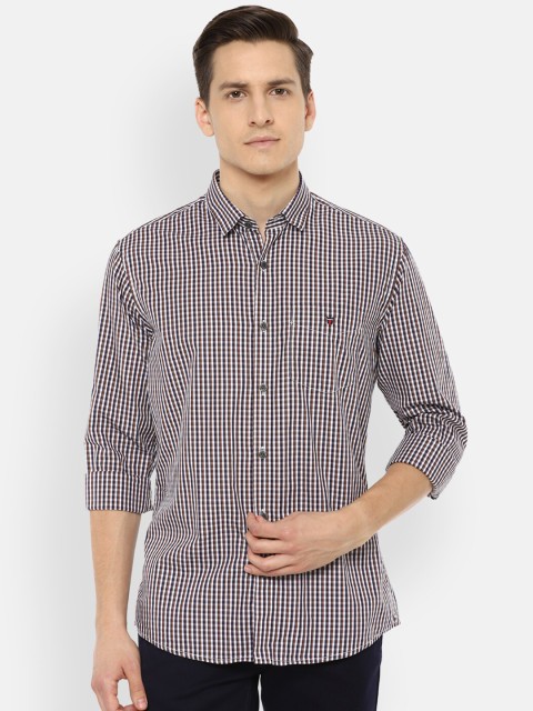 

Louis Philippe Sport Men Brown & White Slim Fit Opaque Checked Pure Cotton Casual Shirt