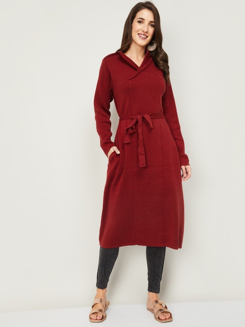 

Colour Me by Melange Maroon Acrylic Tunic