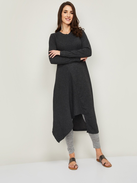 

Colour Me by Melange Charcoal Grey Acrylic Asymmetric Tunic