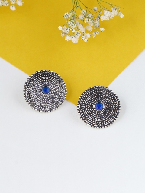

VIRAASI Silver-Toned Circular Studs Earrings
