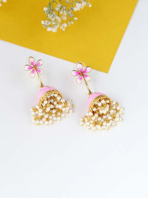 

VIRAASI Pink Contemporary Jhumkas Earrings