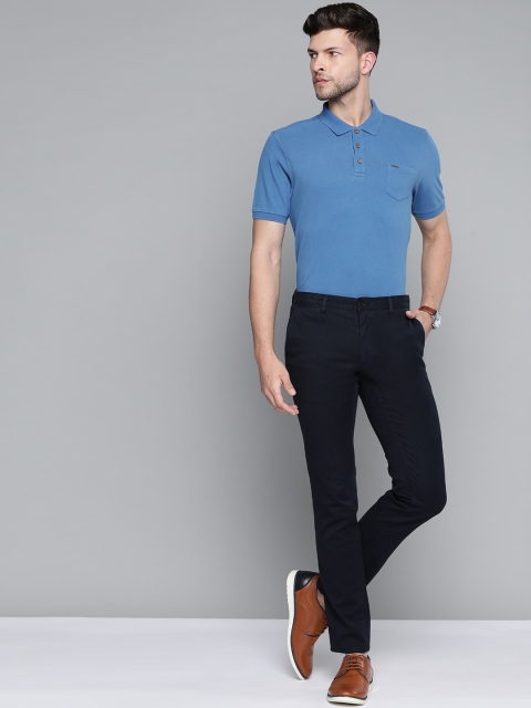

Indian Terrain Men Blue Pure Cotton Polo Collar T-shirt