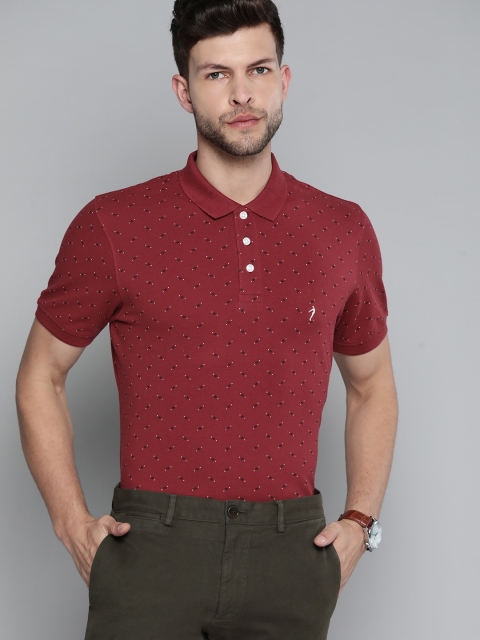 

Indian Terrain Men Maroon Pure Cotton Polo Collar T-shirt