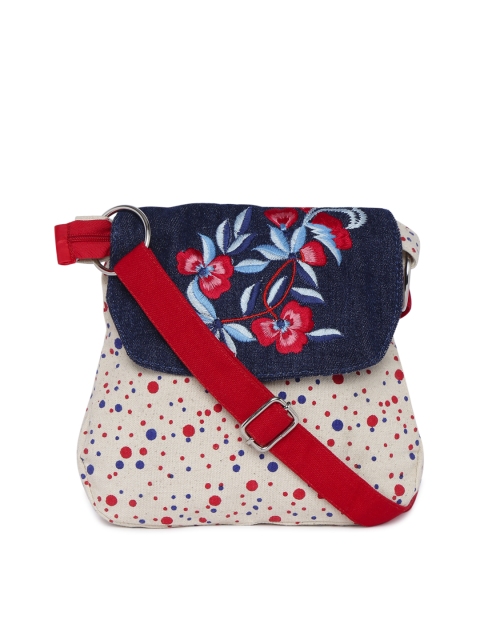 

Pick Pocket Beige & Blue Polka Dot Print Sling Bag