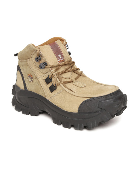 

ProPlanet by Woodland Men Brown Solid Mid-Top Flat Boots