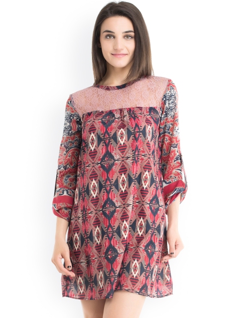 

Kazo Red Printed A-line Dress