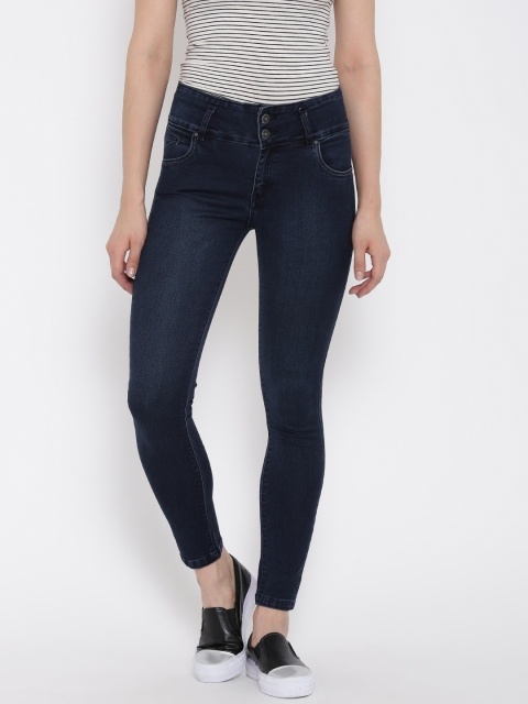 

Devis Women Navy Slim Fit High-Rise Clean Look Ankle-Length Jeans, Navy blue