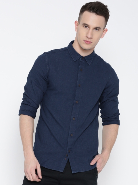 

United Colors of Benetton Men Blue Regular Fit Solid Casual Shirt