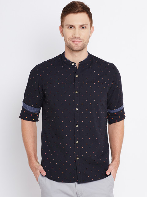 

United Colors of Benetton Men Black Self-Design Casual Shirt