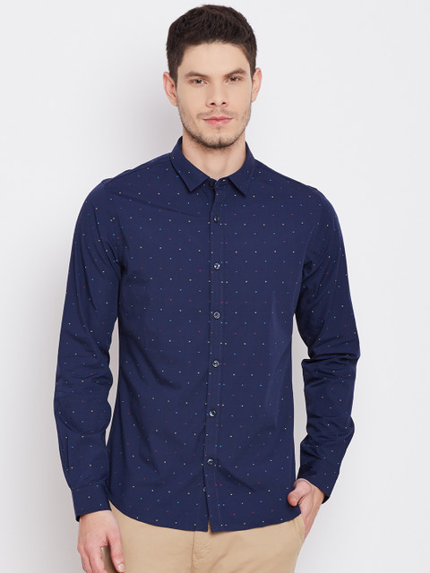 

United Colors of Benetton Men Navy Blue Self-Design Casual Shirt