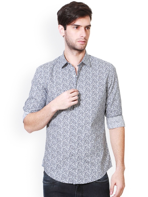 

Peter England Blue & Black Slim Fit Printed Casual Shirt