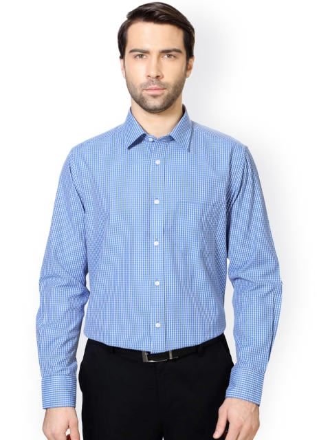 

Peter England Men Blue & White Nuvo Fit Checked Formal Shirt