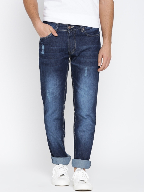 American Crew Men Blue Mid Rise Low Distress Jeans