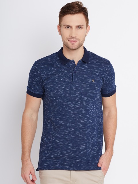 

United Colors of Benetton Men Navy Self-Design Polo Collar T-Shirt, Navy blue
