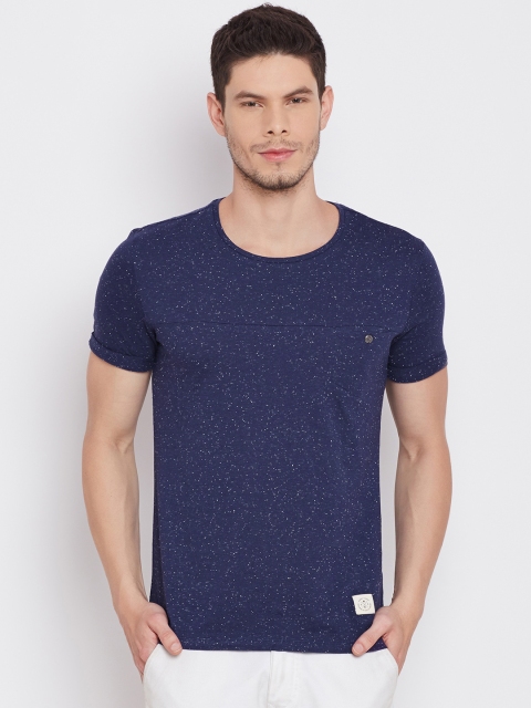 

United Colors of Benetton Men Navy Solid Round Neck T-Shirt, Navy blue