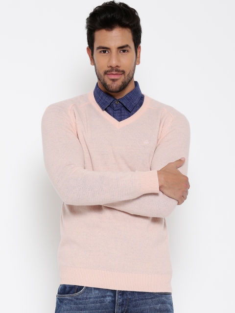 

United Colors of Benetton Men Peach-Coloured Solid Sweater
