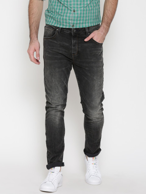 

United Colors of Benetton Men Charcoal Grey Carrot Fit Mid-Rise Clean Look Jeans