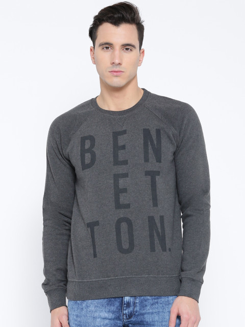

United Colors of Benetton Charcoal Grey Printed Sweatshirt