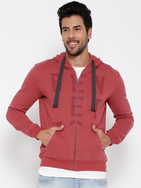 

United Colors of Benetton Red Printed Hooded Sweatshirt