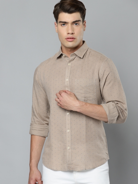 

Indian Terrain Men Beige Pure Cotton Slim Fit Printed Casual Shirt