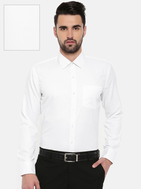 

John Miller Men White Slim Fit Striped Formal Shirt