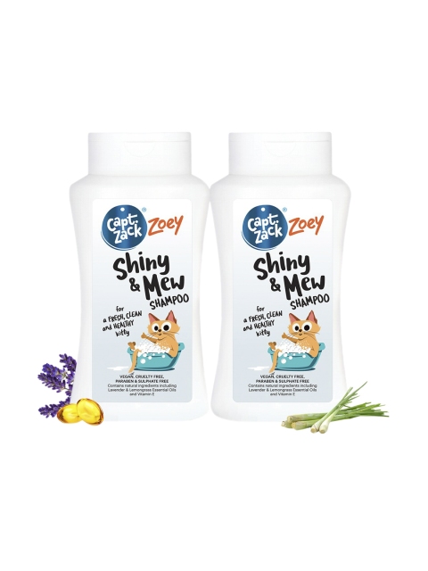 

Captain Zack Pack of 2 Zoey Shiny & Mew Cat Shampoo, 50 ml, White