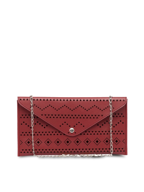 

Toteteca Maroon Envelope Clutch with Cut-Outs