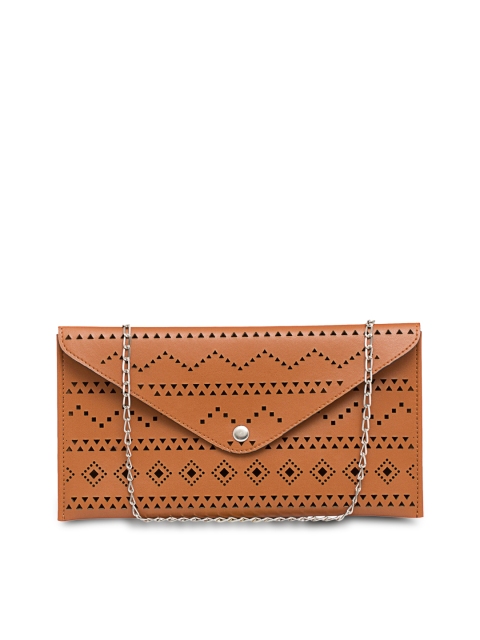 

Toteteca Tan Brown Envelope Clutch with Cut-Outs